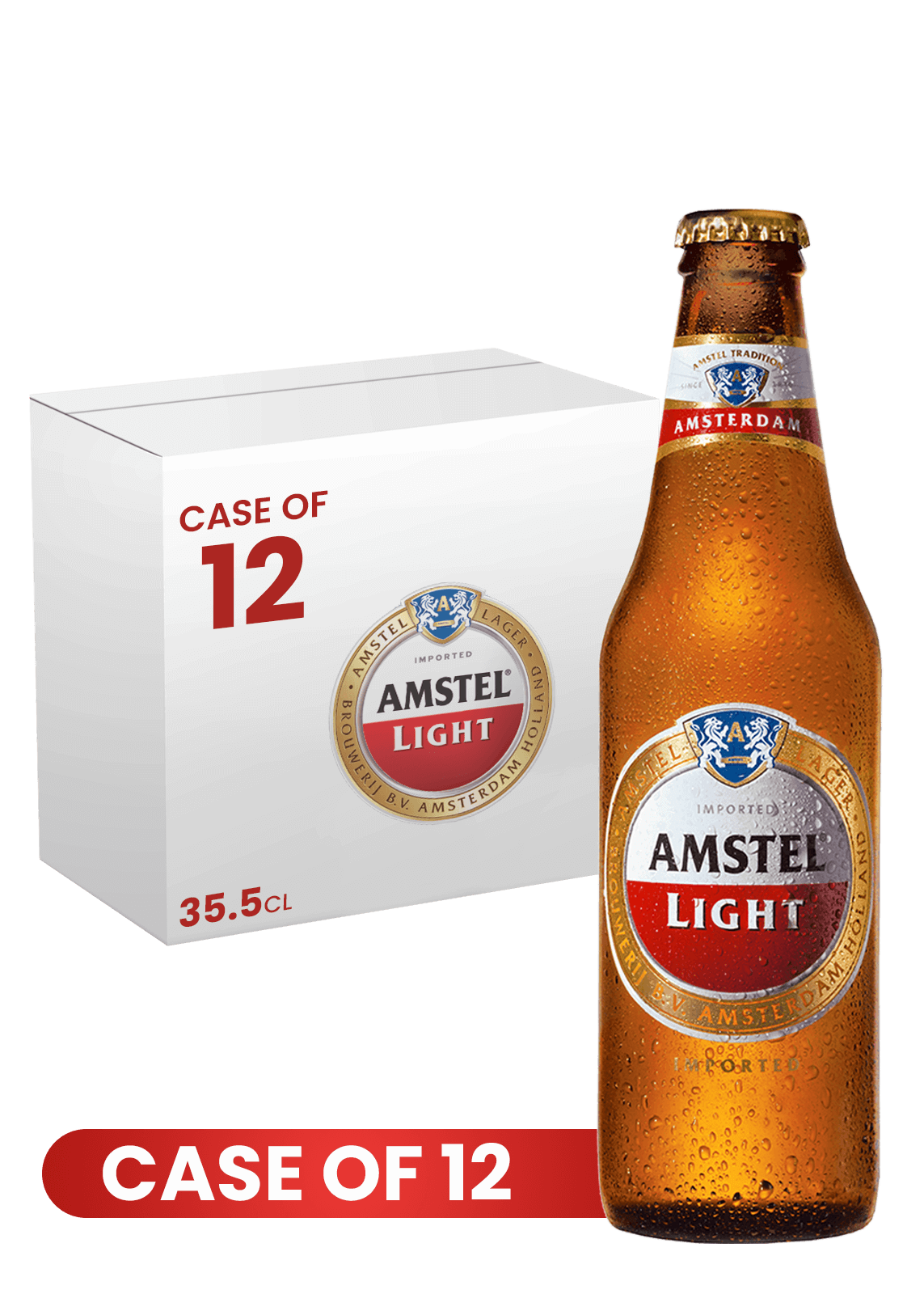 Amstel Light Bottles 35.5 cl X 12 Case Buy Dutch Beer UAE