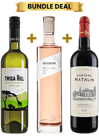 1 Btl Twiga Hill Sauvignon Blanc 75Cl + 1 Btl Belrose Mediterranee Rose 75Cl + 1 Btl Chateau Matalin Bordeaux Rouge 75Cl