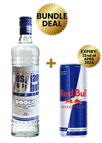 1 Btl Russian Shot Vodka 1Lt + 1 Red Bull Reg. Cans 25 Cl