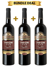 3 Btls Kvareli Wine Mukuzani Dry Red 75Cl Promo