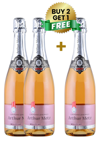 Arthur Metz Cremant D'Alsace Brut Rose 75 Cl (Buy 2 Get 1 Free)