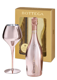 Bottega Pink Oro Rose Prosecco 75Cl With Magnifico Rose Gold Glass Promo