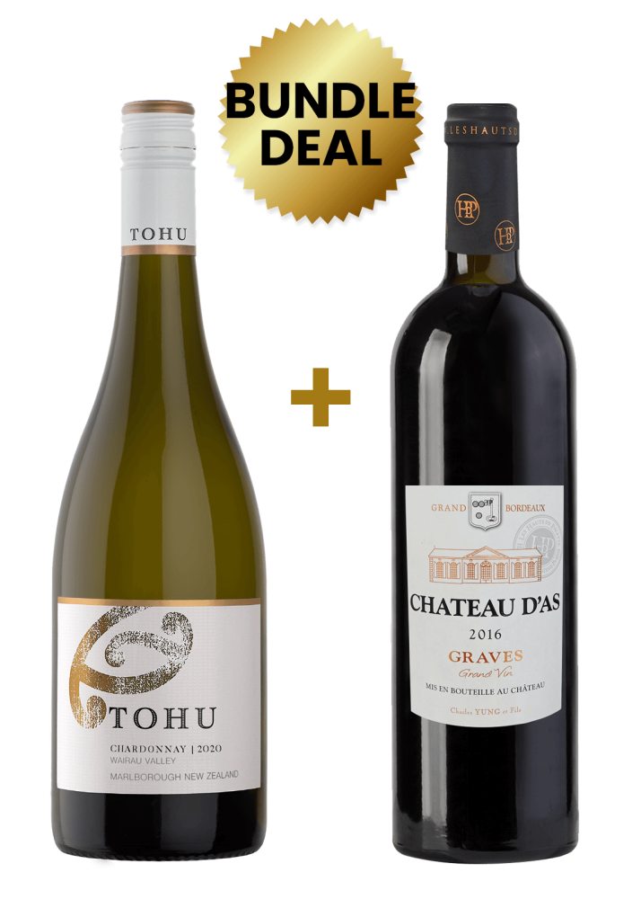 1 Btl Tohu Marlborough Chardonnay 75Cl + 1 Btl Chateau D As Graves Rouge 75Cl