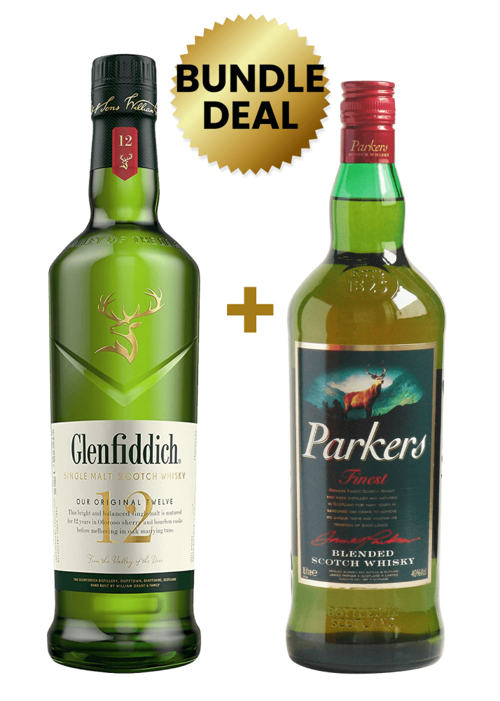 1 Btl Glenfiddich 12YO 1L + 1 Btl Parkers Finest Blended Scotch Whisky 1Lt