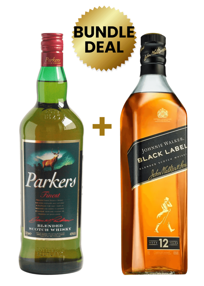 1 Btl Parkers Finest Blended Scotch Whisky + 1 Btl Johnnie Walker Black Label 1 Ltr