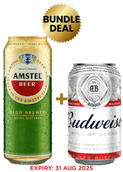 24 Amstel Regular Can 50 CL + 24 Budweiser Can 33 CL.