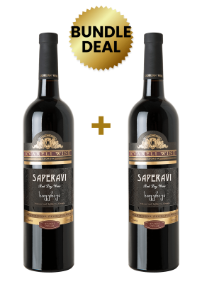 2 Btls Kvareli Wine Saperavi Dry Red 75Cl Promo