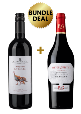 1 Btl Domaine Hatzimichalis Prima Terra Le Rouge 75Cl + 1 Btl Barton & Guestier Margaux 75Cl