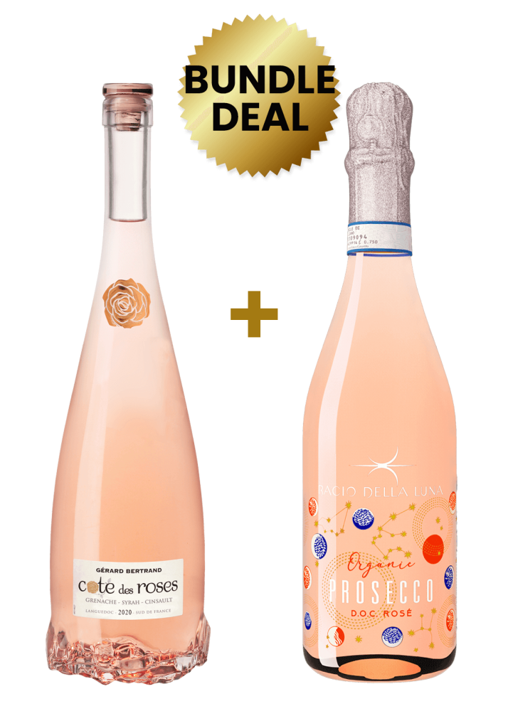 1 Btl Gerard Bertrand Cote Des Roses Languedoc Rose 75Cl + 1 Btl Bacio Della Luna Organic Prosecco Doc Rose Extra Dry 75Cl