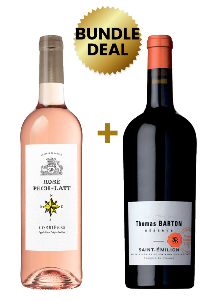 1 Btl Pech-Latt Rose Corbieres  75 Cl + 1 Btl Thomas Barton Reserve Saint-Emilion 75Cl