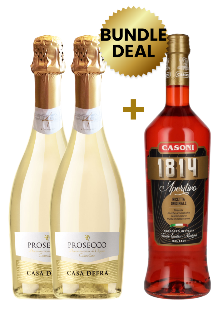 Buy 2 Bottles Casa Defra Prosecco Doc Brut 75 Cl, Get 1 Bottle Casoni 1814 L'Aperitivo 1L Free