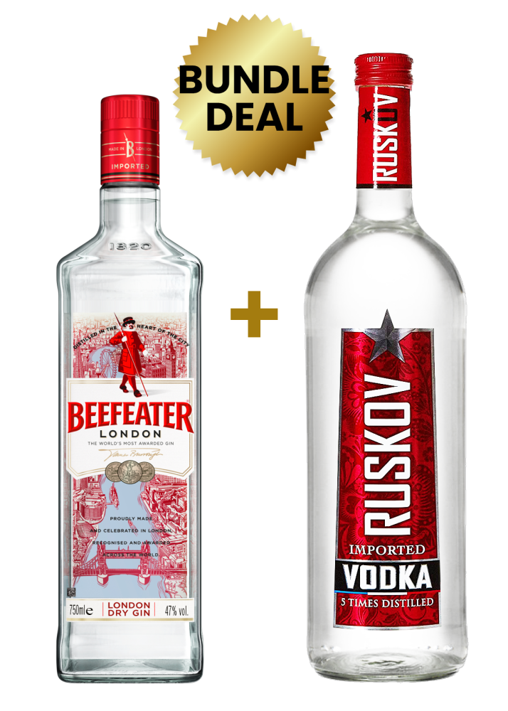 Buy 1 Bottle Beefeater Gin 75Cl, Get 1 Bottle Ruskov Vodka 1Lt Free