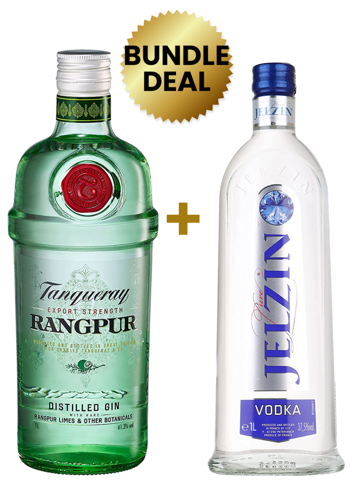 Buy 1 Bottle Tanqueray Rangpur Gin 1L, Get 1 Bottle Jelzin Vodka 1L Free