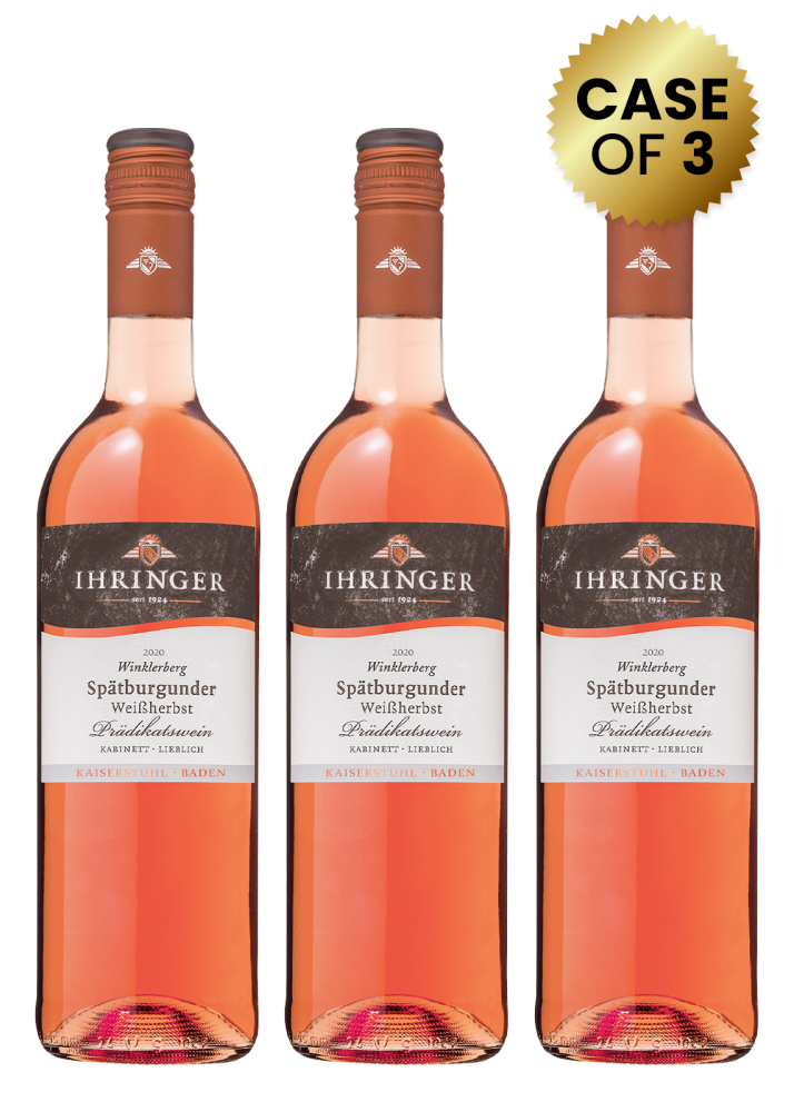 3 Bottles Ihringer Winklerberg Spatburgunder Weisherbst Kabinett Lieblich (Pinot Noir Rose Sweet) Promo