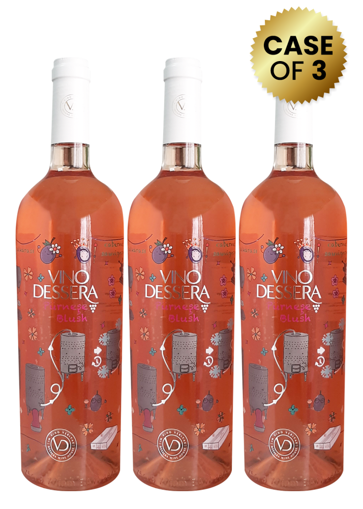 3 Bottles Vino Dessera Purnese Blush Dry Rose 75cl Promo