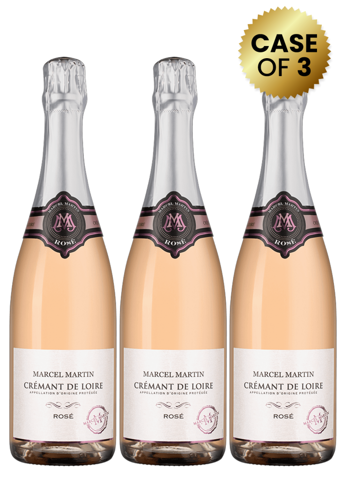 3 Bottles Marcel Martin Cremant De Loire Brut Rose 75Cl Promo
