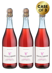 3 Bottles Villa Cardini Lambrusco Dell'emilia Vino Frizzante Amabile Rosato 75Cl Promo