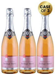 3 Bottles Arthur Metz Cremant D'Alsace Brut Rose 75 Cl Promo