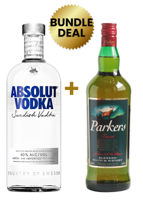 1 Btl Absolut Blue Vodka 1 Ltr + 1 Btl Parkers Finest Blended Scotch Whisky 1Lt Promo