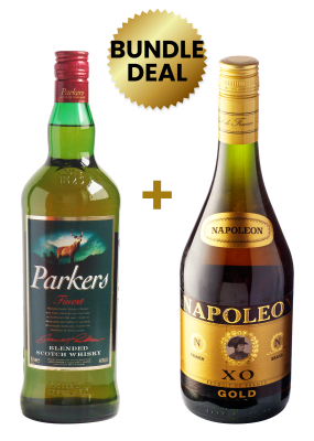 1 Parkers Finest Blended Scotch Whisky 1Lt + 1 Gold Napoleon XO 1L