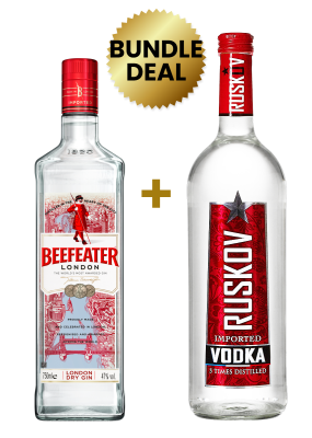 Buy 1 Bottle Beefeater Gin 75Cl, Get 1 Bottle Ruskov Vodka 1Lt Free