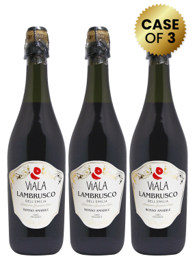 3 Bottles Viala Lambrusco Dell Emilia Rosso Amabile 75Cl Promo