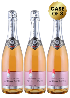 3 Bottles Arthur Metz Cremant D'Alsace Brut Rose 75 Cl Promo