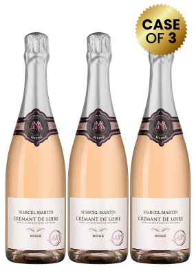 3 Bottles Marcel Martin Cremant De Loire Brut Rose 75Cl Promo