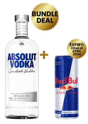 1 Btl Absolut Blue Vodka 1 Ltr + 1 Red Bull Reg. Cans 25 Cl