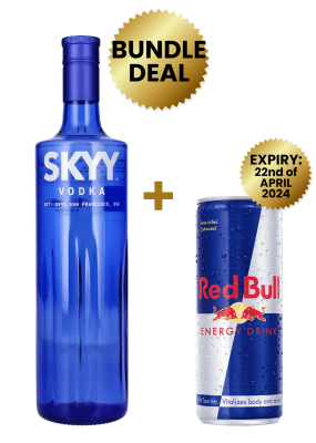 1 Btl Skyy Vodka 1 Ltr + 1 Red Bull Reg. Cans 25 Cl
