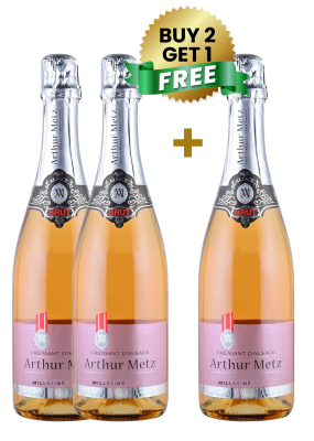 Arthur Metz Cremant D'Alsace Brut Rose 75 Cl (Buy 2 Get 1 Free)