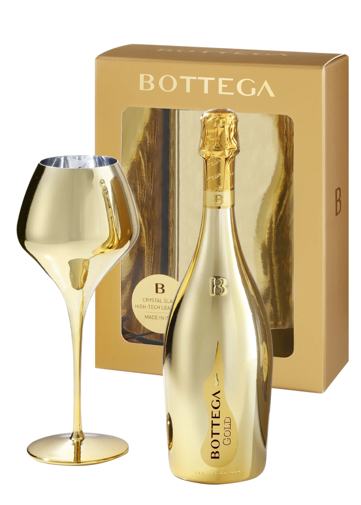 Bottega Gold Prosecco 75Cl With Magnifico Gold Glass