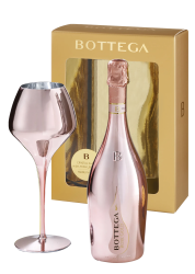 Bottega Pink Oro Rose Prosecco 75Cl With Magnifico Rose Gold Glass