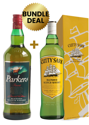 1 Btl Parkers Finest Blended Scotch Whisky 1Lt + 1 Btl Cutty Sark 1Lt